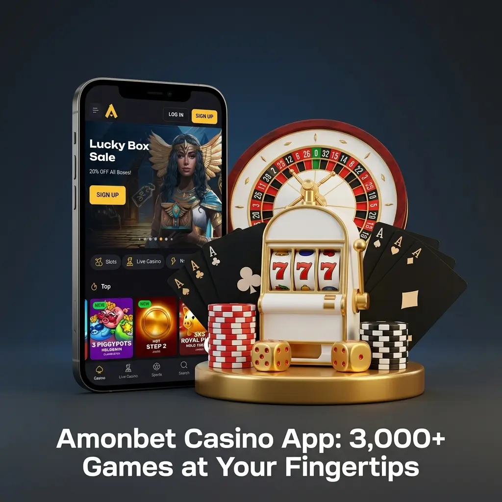 Amonbet casino app displaying 3000+ games including video slots, live casino, jackpot slots and Megaways titles for UK players